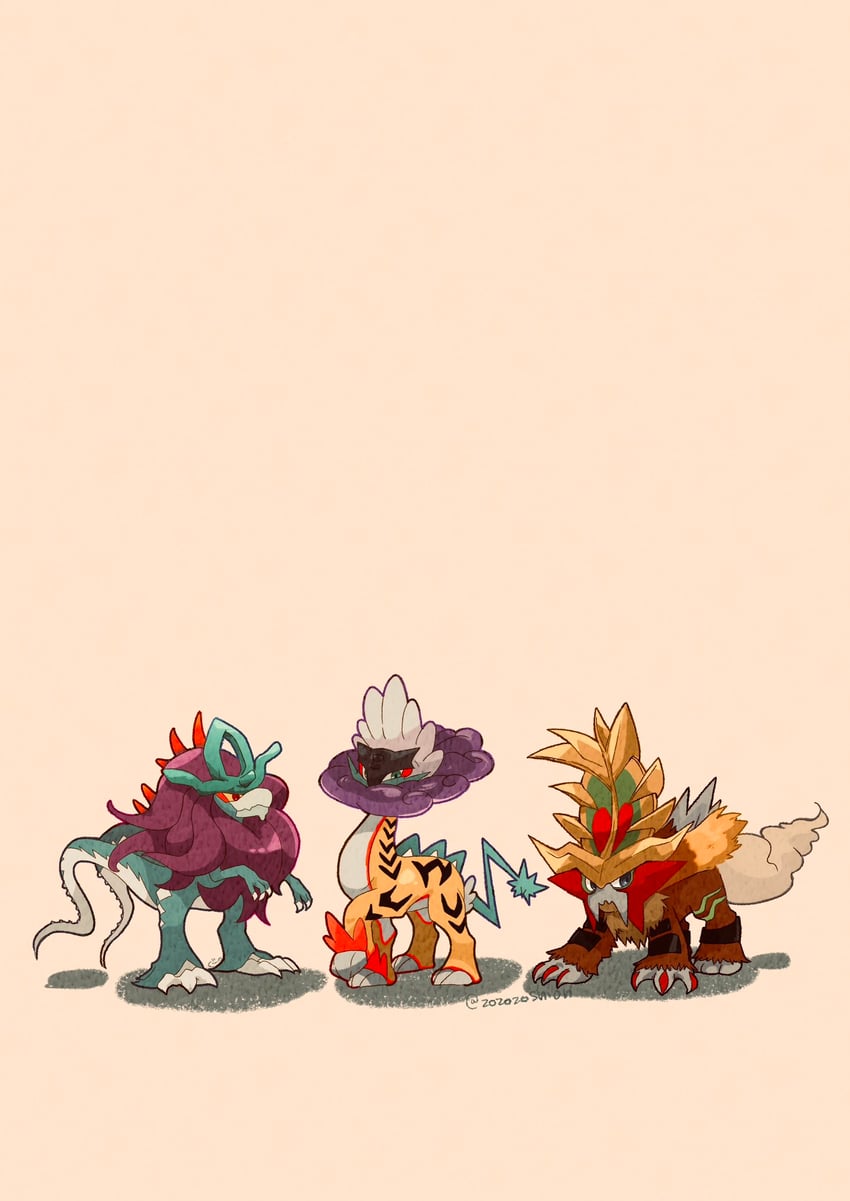walking wake, raging bolt, and gouging fire (pokemon) drawn by zozozoshion