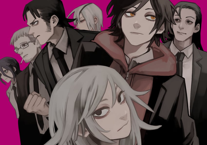 reze, quanxi, katana man, sugo miri, barem bridge, and 2 more (chainsaw man) drawn by nakano_(2_mannaka)