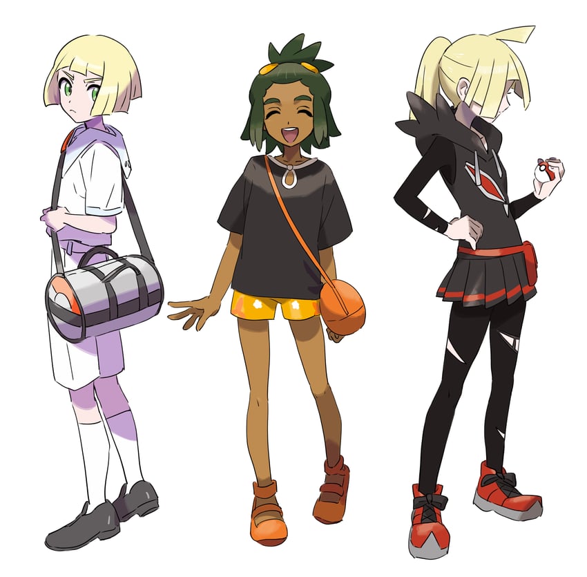 lillie, gladion, and hau (pokemon and 1 more) drawn by fua1heyvot4ifsr