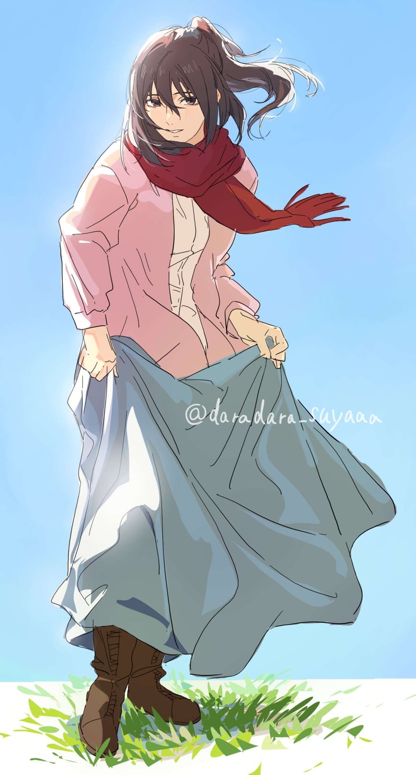 mikasa ackerman (shingeki no kyojin) drawn by darao_(daradara_suyaaa)