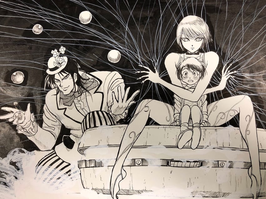 shirogane, katou narumi, and saiga masaru (karakuri circus) drawn by fujita_kazuhiro