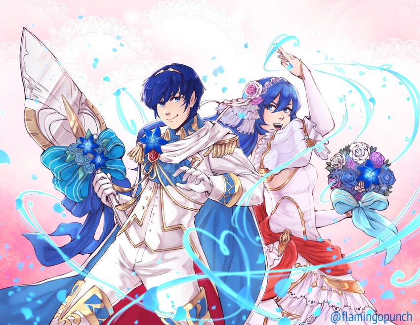 marth and caeda (fire emblem and 2 more) drawn by flamingo_(eme324)