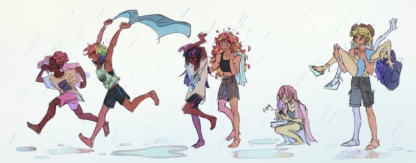 twilight sparkle, fluttershy, rainbow dash, pinkie pie, applejack, and 3 more (my little pony and 2 more) drawn by depresed-duck