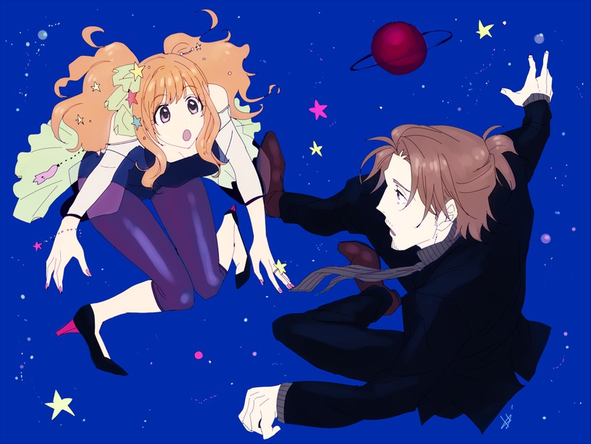moroboshi kirari and yamashita jiro (idolmaster and 2 more) drawn by byon
