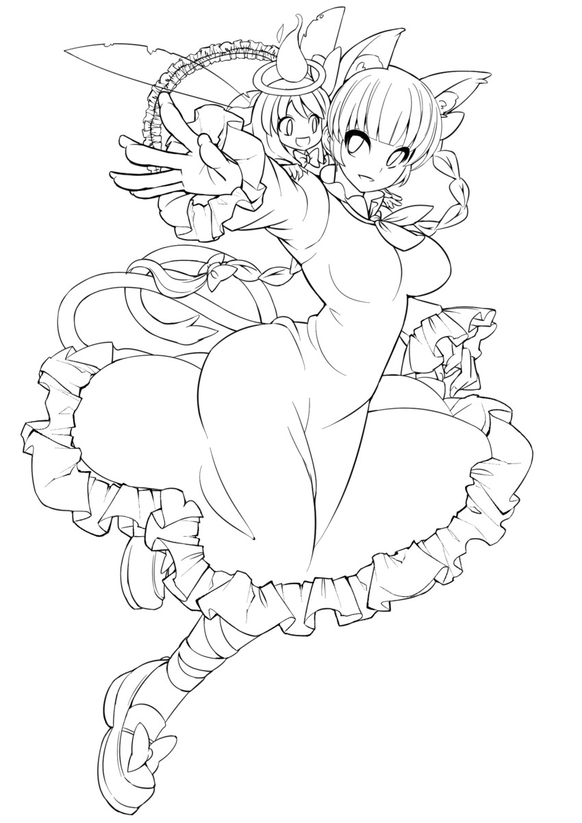 kaenbyou rin and zombie fairy (touhou) drawn by umigarasu_(kitsune1963)