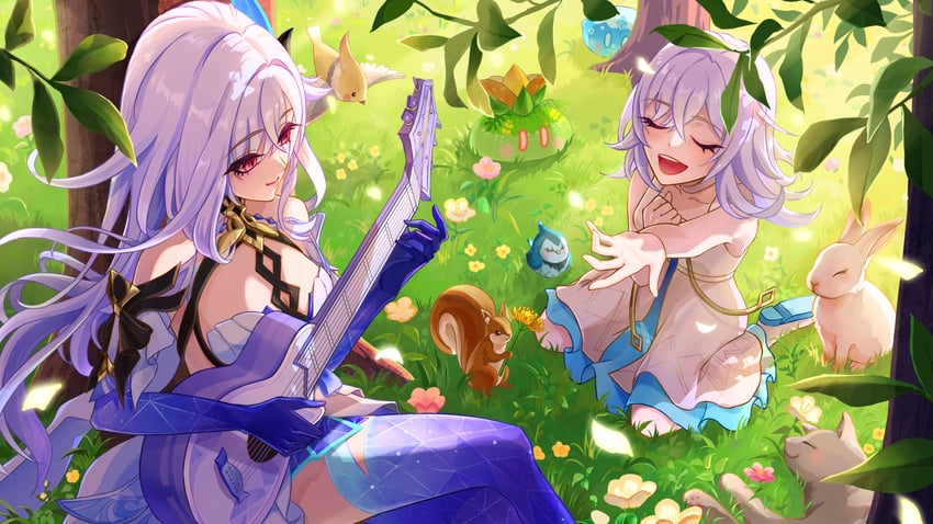 slime, skirk, dendro slime, and cryo slime (genshin impact) drawn by okawaoshio