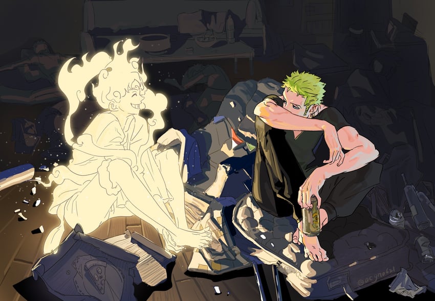 monkey d. luffy and roronoa zoro (one piece) drawn by acgn0621