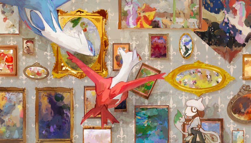 charizard, gallade, latias, dragonite, latios, and 12 more (pokemon) drawn by aomidori_iro