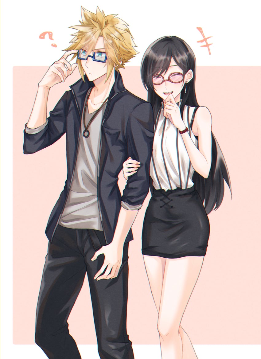 tifa lockhart and cloud strife (final fantasy and 2 more) drawn by mizuamememe