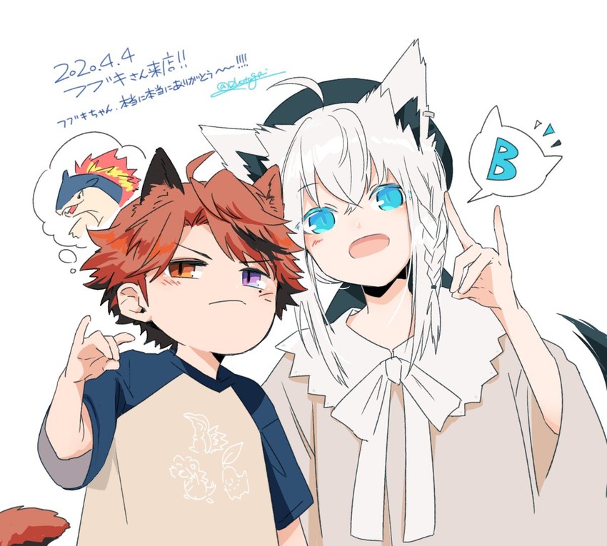 shirakami fubuki, typhlosion, and yukoku roberu (pokemon and 2 more) drawn by hotate_rayan