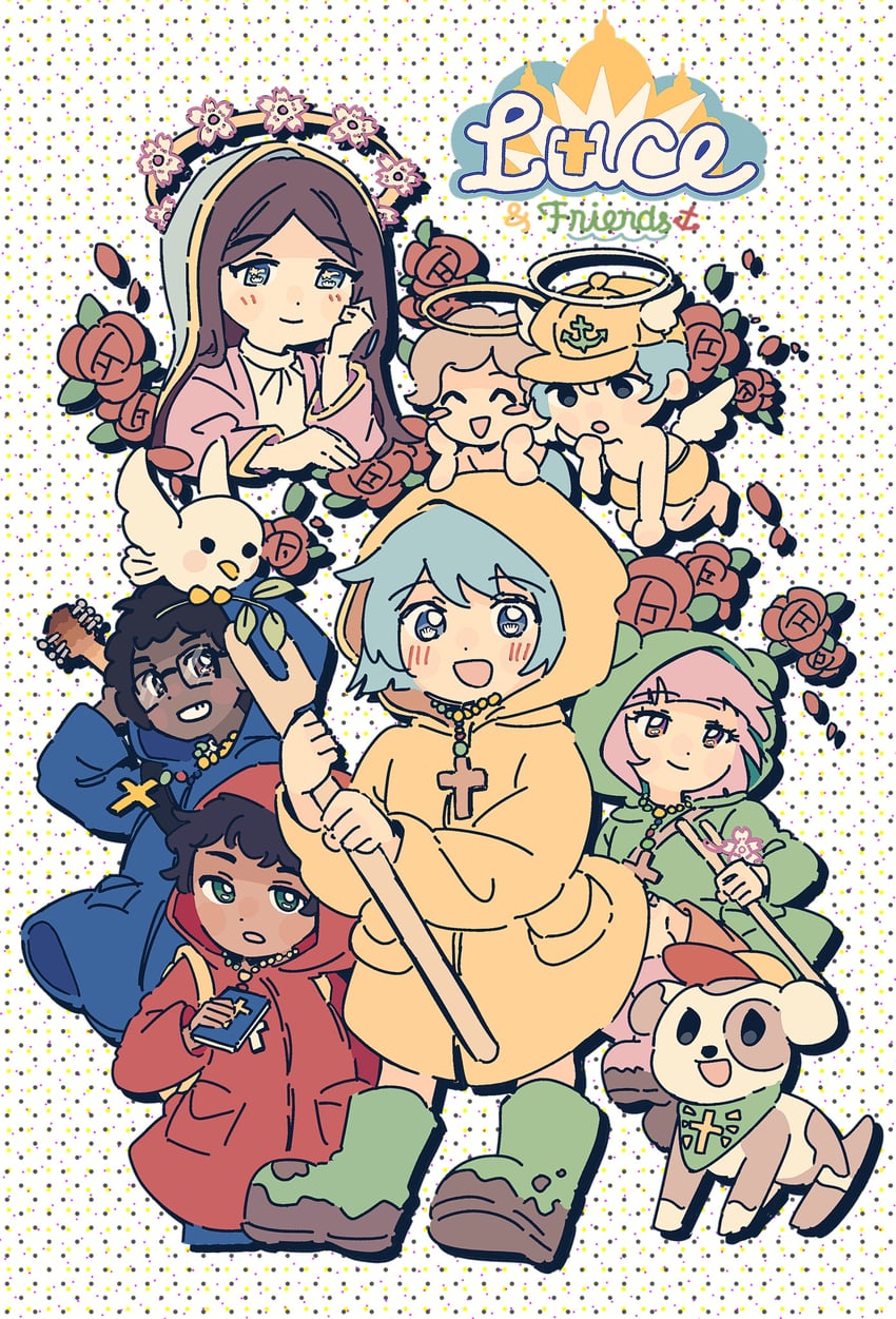 luce, virgin mary, santino, aura, iubi, and 3 more (jubilee 2025) drawn by hbymyyy