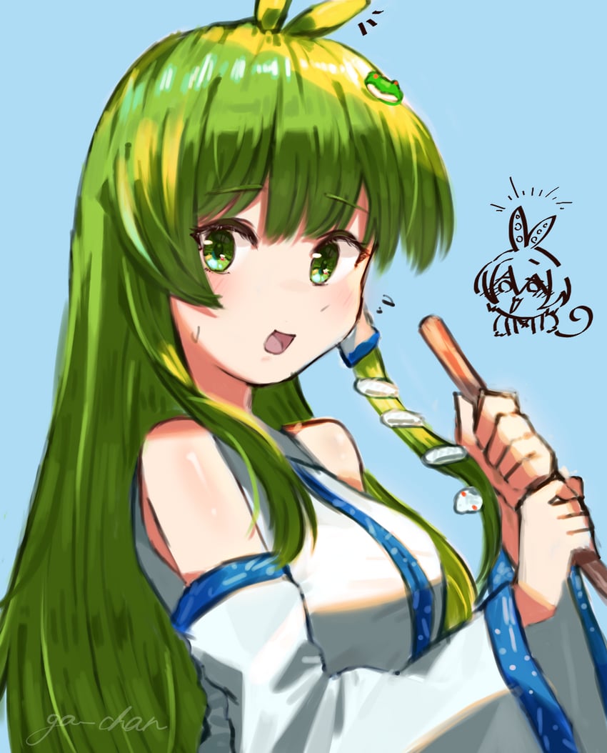 kochiya sanae and zundamon (touhou and 1 more) drawn by ga-chan_(kokonattusoul)