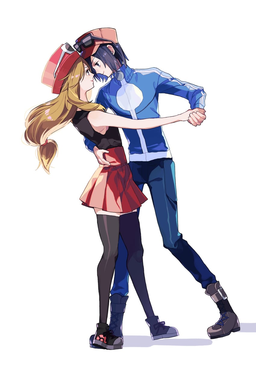 serena and calem (pokemon and 1 more) drawn by a_164a84