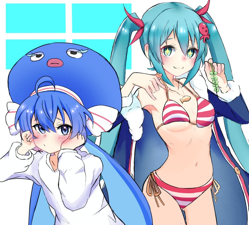 hatsune miku, yuki miku, and otomachi una (vocaloid and 1 more) drawn by sukenoota