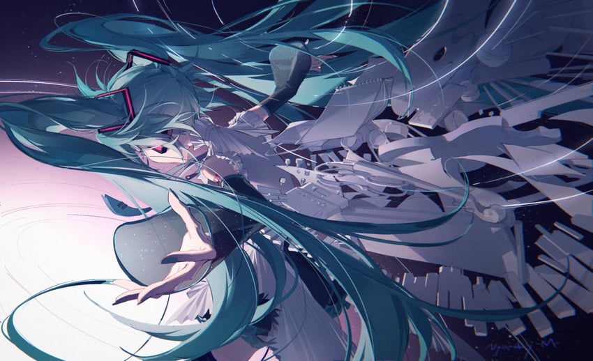 hatsune miku (vocaloid and 1 more) drawn by nyansky