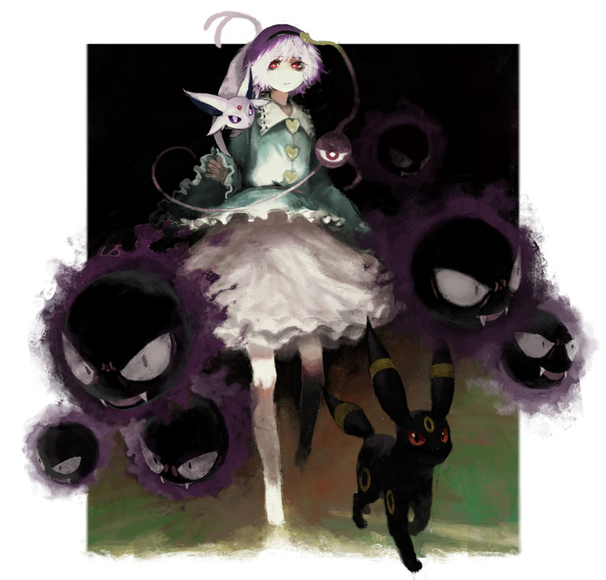 komeiji satori, umbreon, espeon, and gastly (touhou and 1 more) drawn by amo_(silent_bomb19)