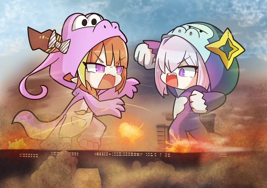 amane kanata and kiryu coco (hololive and 4 more) drawn by asimo953