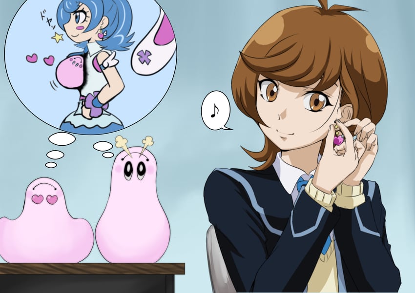 zaizen aoi, blue angel, and marshmallon (yu-gi-oh! and 1 more) drawn by muto_dt
