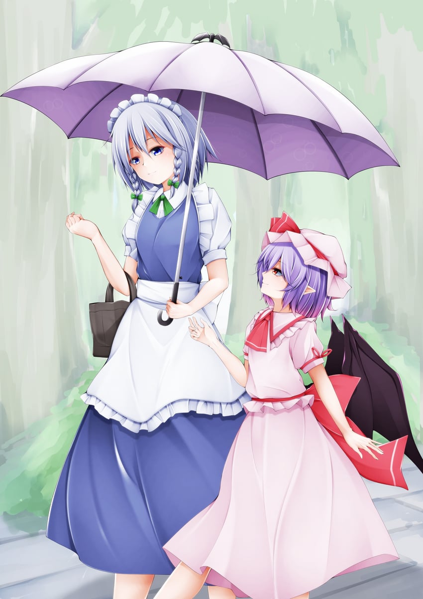 remilia scarlet and izayoi sakuya (touhou) drawn by shou_(ahiru_shinobu)