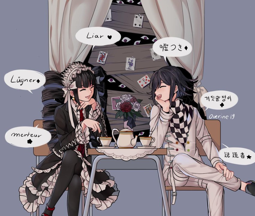 oma kokichi and celestia ludenberg (danganronpa and 2 more) drawn by overine19