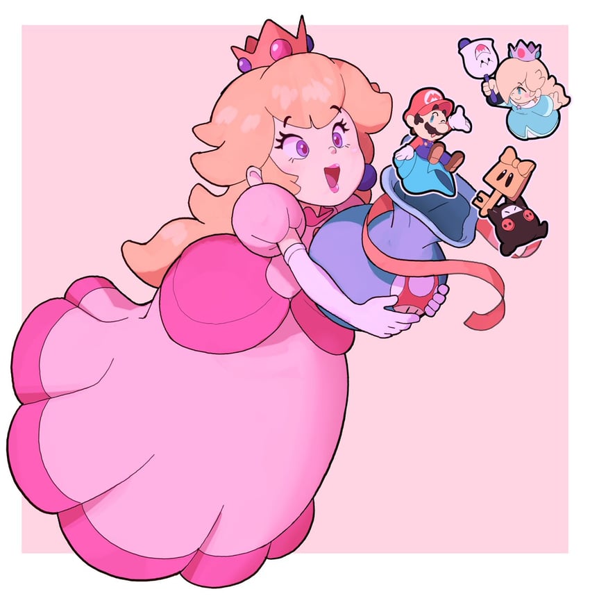 princess peach, mario, rosalina, and ninji (mario and 2 more) drawn by eversmithi