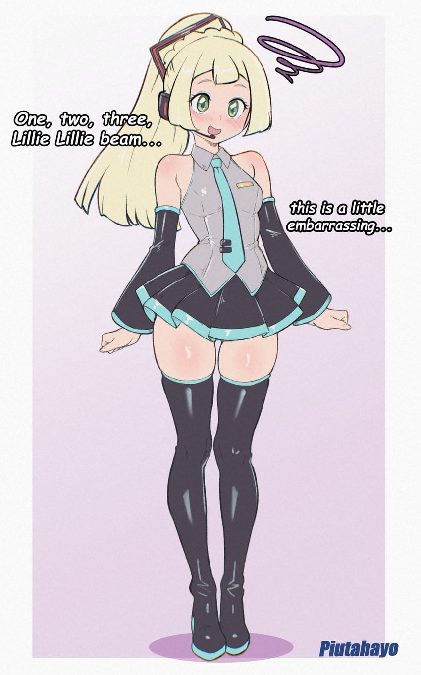 hatsune miku and lillie (pokemon and 2 more) drawn by piutahayo