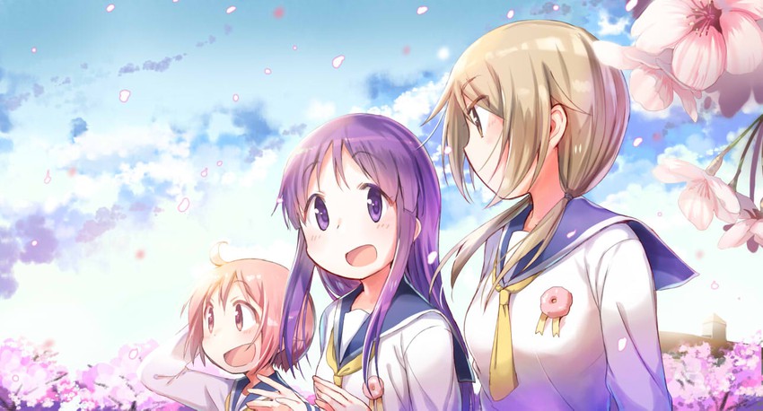ichii yui, hinata yukari, and nonohara yuzuko (yuyushiki) drawn by tatsunokosso
