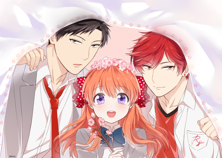 sakura chiyo, nozaki umetarou, and mikoshiba mikoto (gekkan shoujo nozaki-kun) drawn by mery_(yangmalgage)