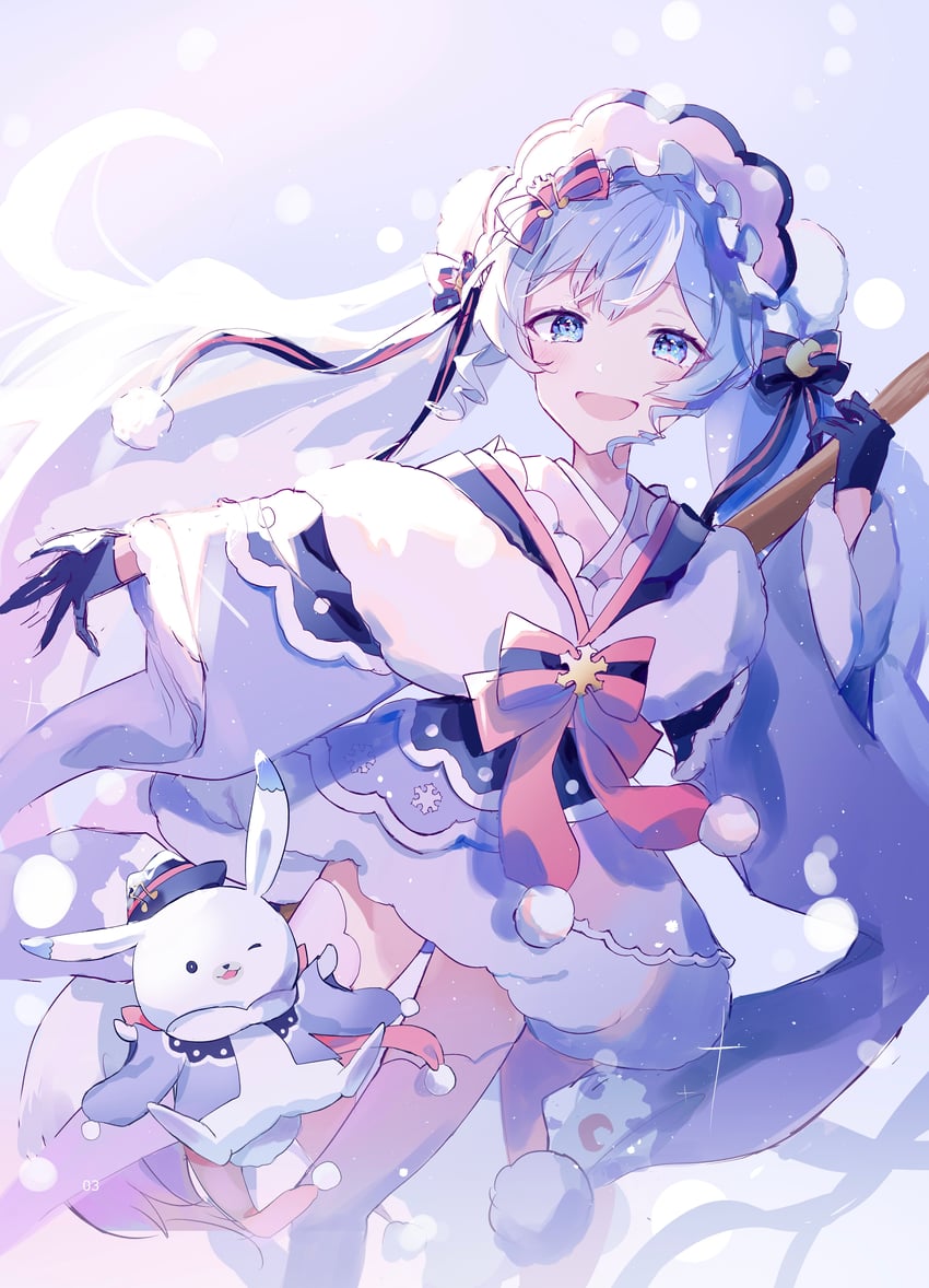 hatsune miku, yuki miku, and rabbit yukine (vocaloid) drawn by oda_kogane