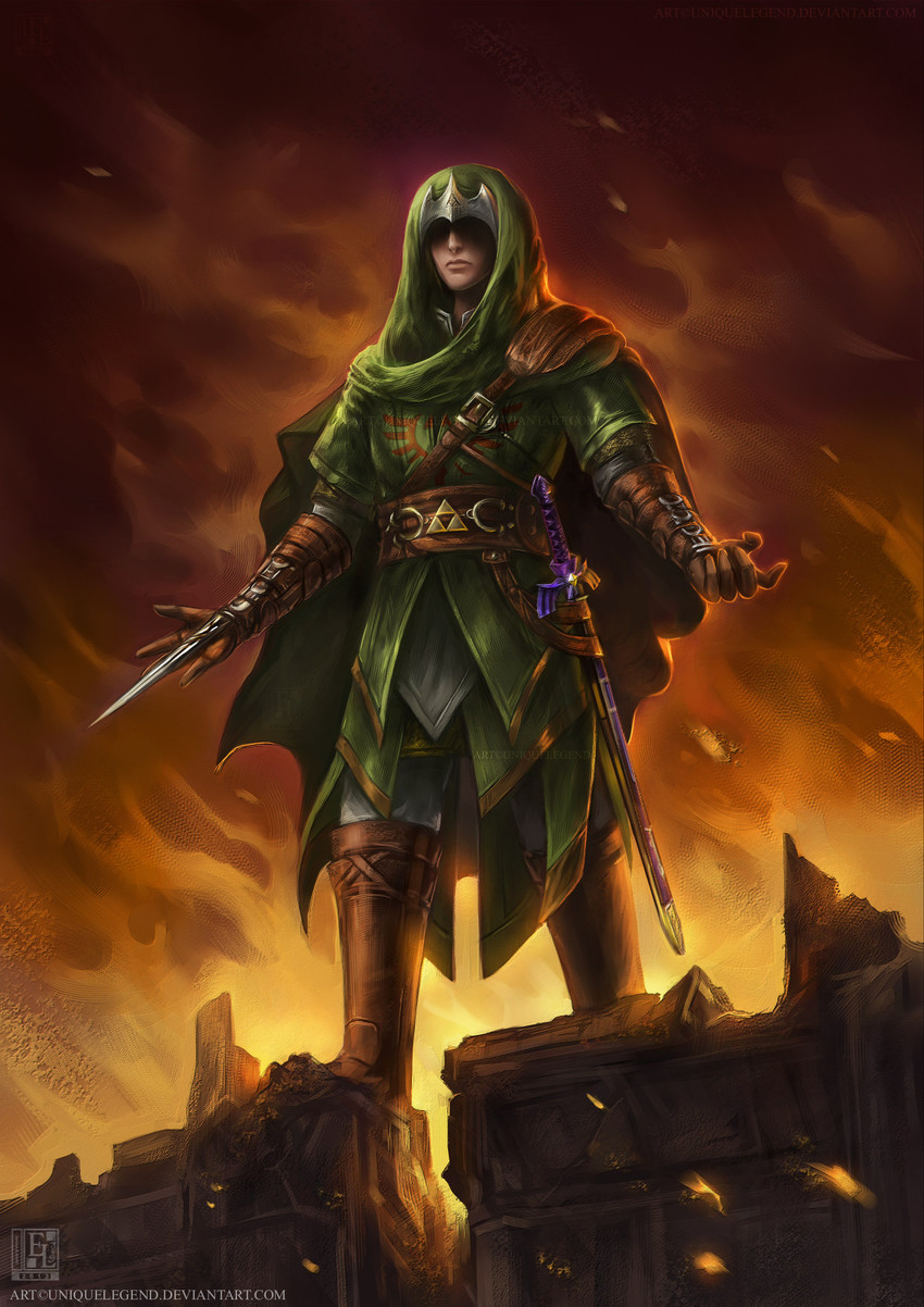 link and ezio auditore da firenze (the legend of zelda and 2 more) drawn by jasqreate