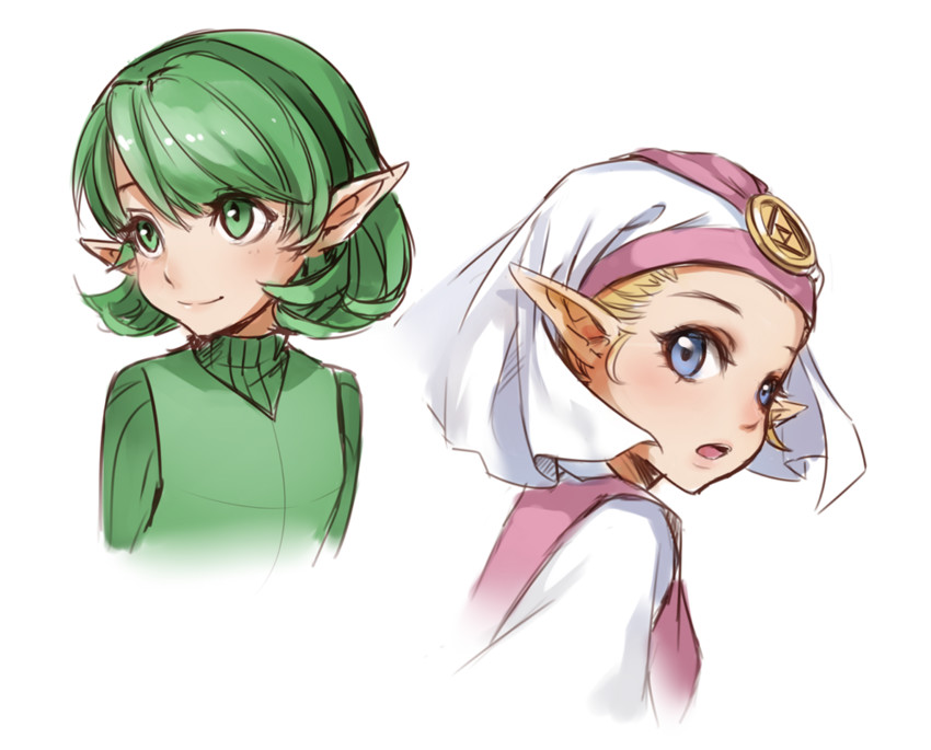 princess zelda, saria, and young zelda (the legend of zelda and 1 more) drawn by ruru_(lulubuu)