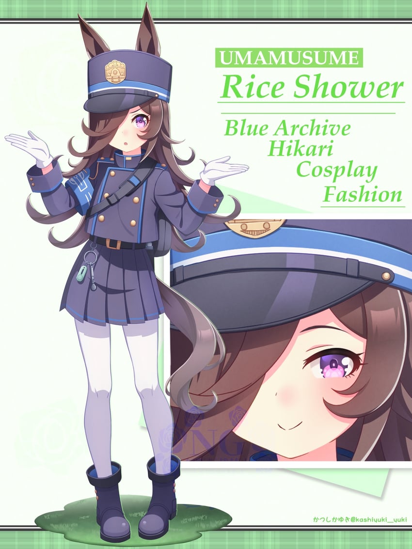 rice shower, hikari, and iwami manaka (blue archive and 1 more) drawn by hokuyukis
