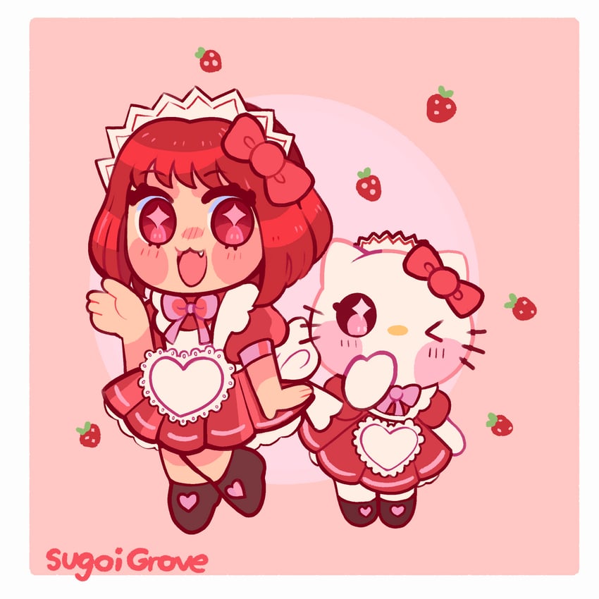 hello kitty and momomiya ichigo (sanrio and 2 more) drawn by sugoigrove