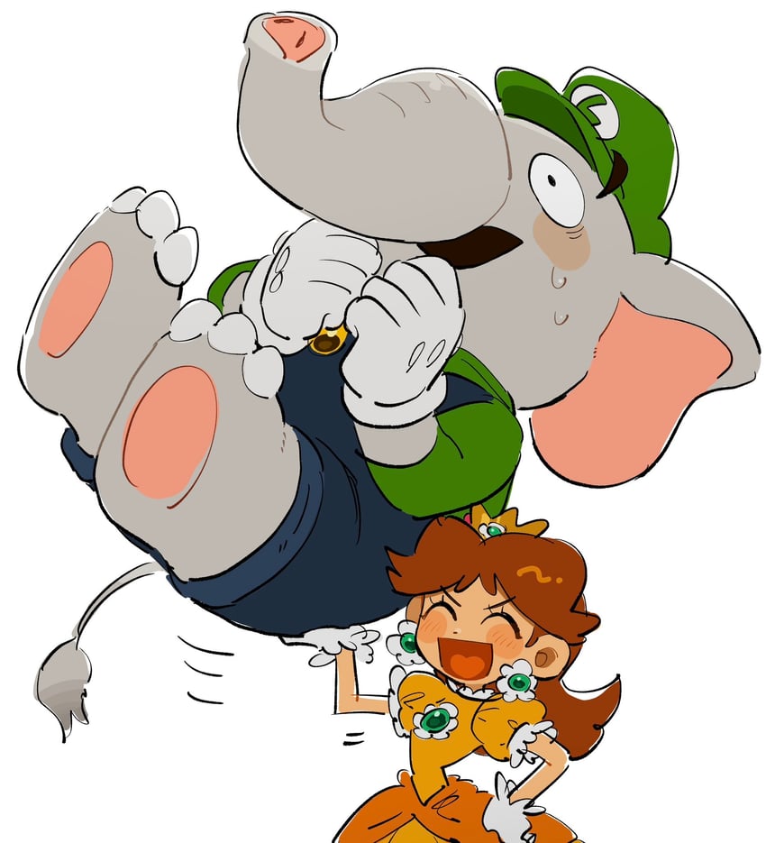 luigi, princess daisy, and elephant luigi (mario and 1 more) drawn by mimimi_(mimimim9999)