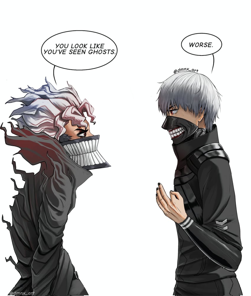 takakura ken and kaneki ken (dandadan and 1 more) drawn by dmnx_art