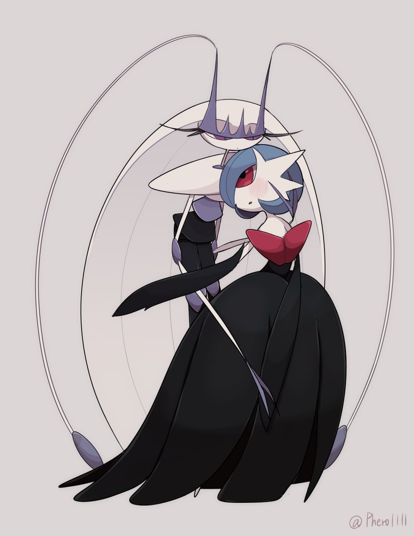 gardevoir, mega gardevoir, and pheromosa (pokemon) drawn by a-nya