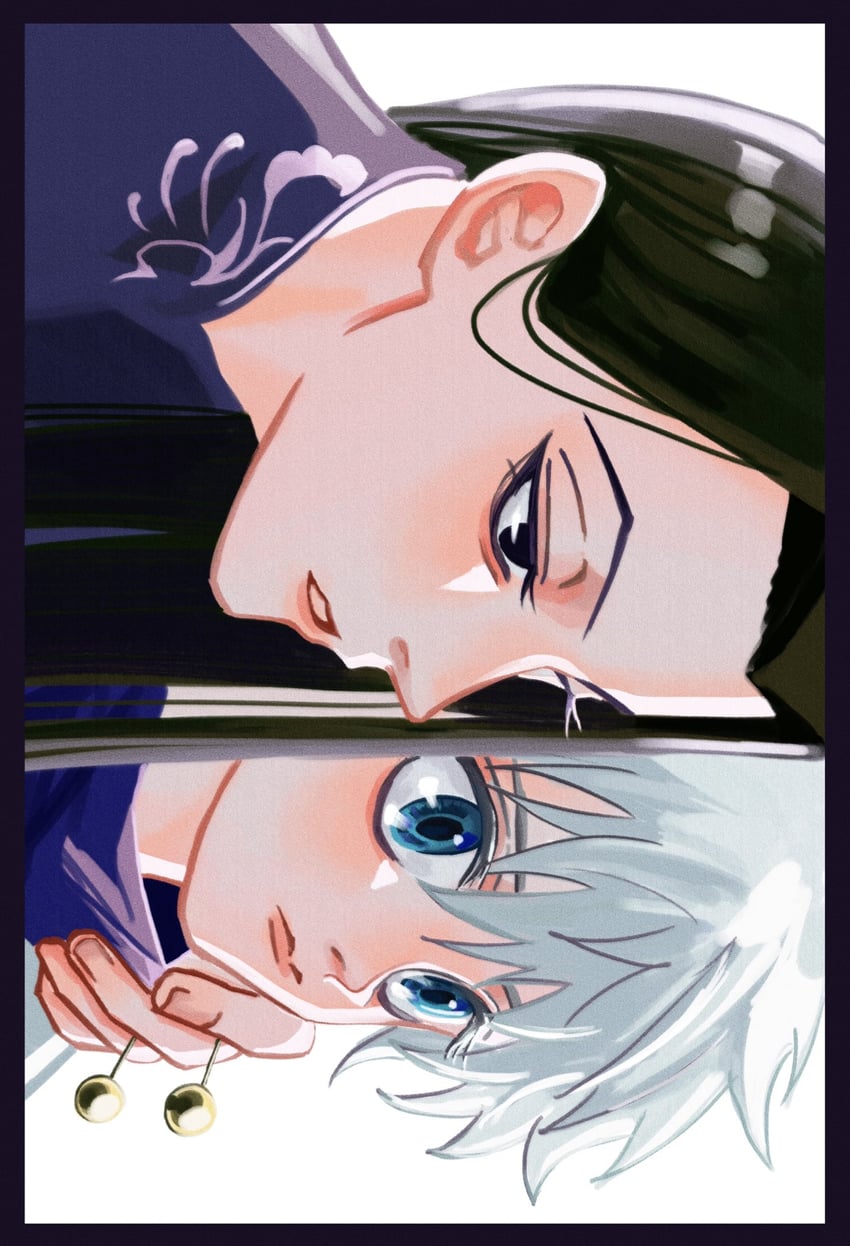 killua zoldyck and illumi zoldyck (hunter x hunter) drawn by hakulo