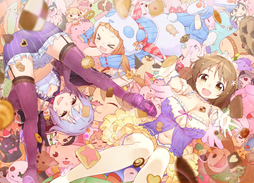 shirasaka koume, jougasaki mika, kanzaki ranko, futaba anzu, koshimizu sachiko, and 8 more (idolmaster and 1 more) drawn by u_(the_unko)