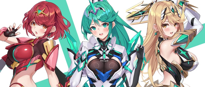 pyra, mythra, and pneuma (xenoblade chronicles and 1 more) drawn by matrix16