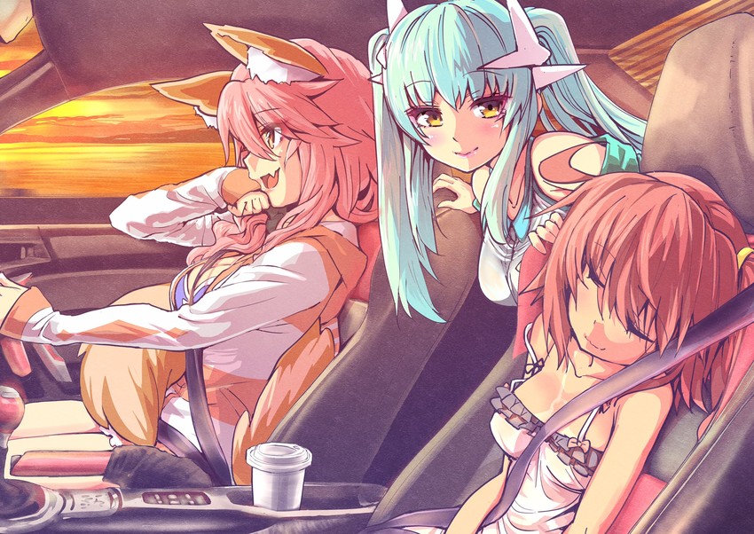 fujimaru ritsuka, tamamo, tamamo no mae, and kiyohime (fate and 1 more) drawn by wisespeak