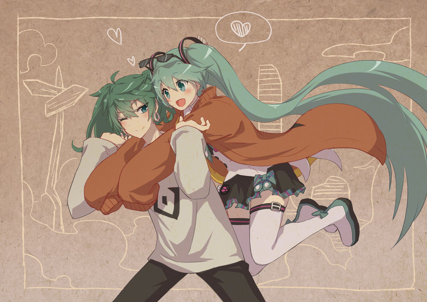 hatsune miku and magical mirai miku (vocaloid and 2 more) drawn by nejikyuu