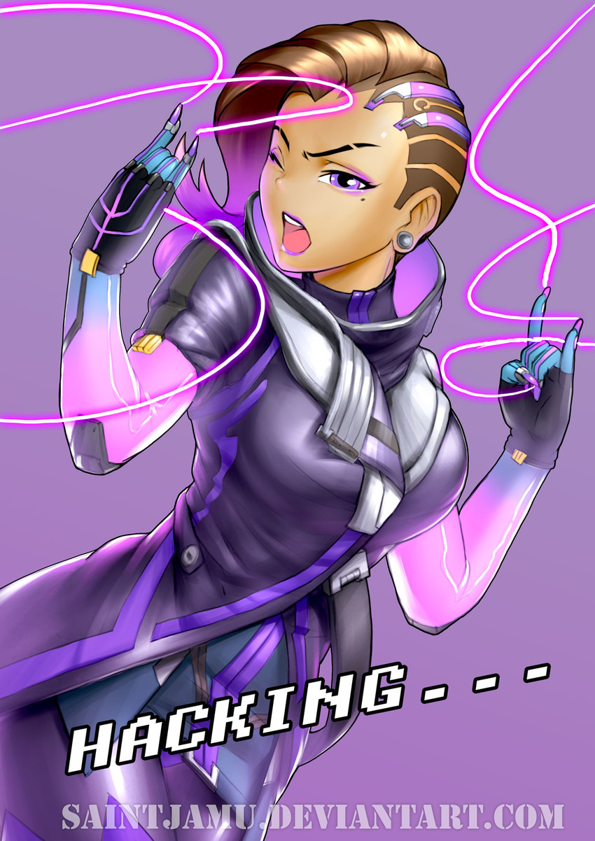 sombra (overwatch and 1 more) drawn by st._jamu