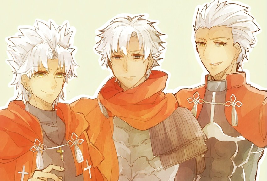 archer, emiya kiritsugu, and amakusa shirou (fate and 3 more) drawn by banira_(ri0115ka)