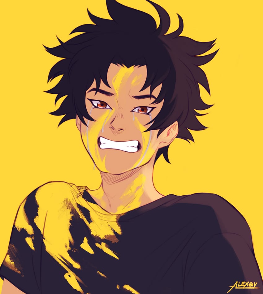 fudou akira (devilman and 1 more) drawn by alexgvart