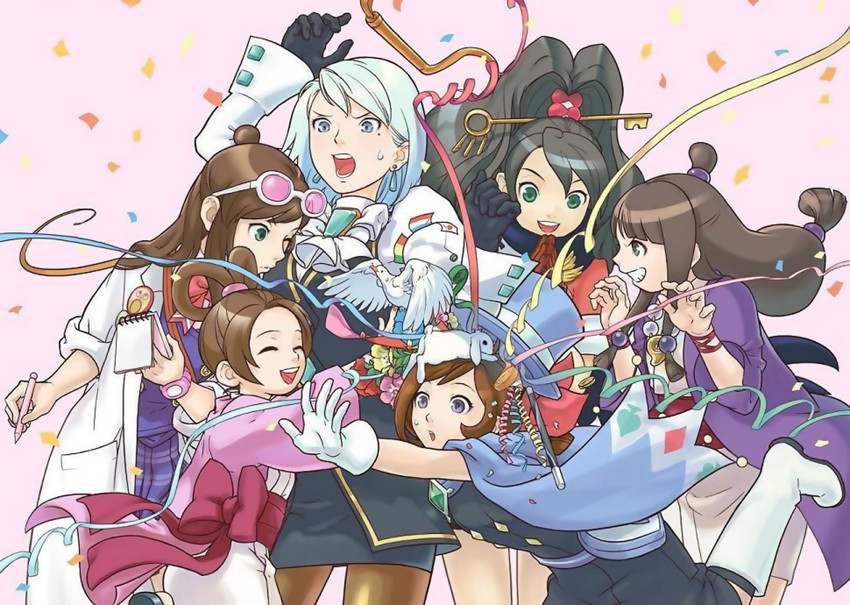 maya fey, franziska von karma, trucy wright, ema skye, pearl fey, and 1 more (ace attorney and 3 more)