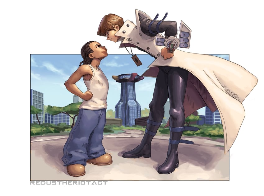 kaiba seto and riley freeman (yu-gi-oh! and 4 more) drawn by redustheriotact