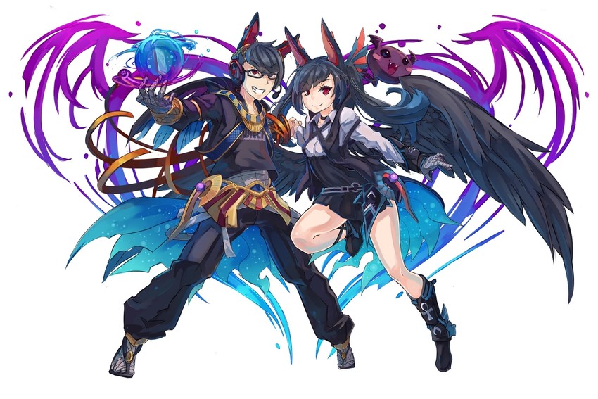 baddie, anubis, idunna, and reco (puzzle & dragons) drawn by kurokitsune_(float0108)