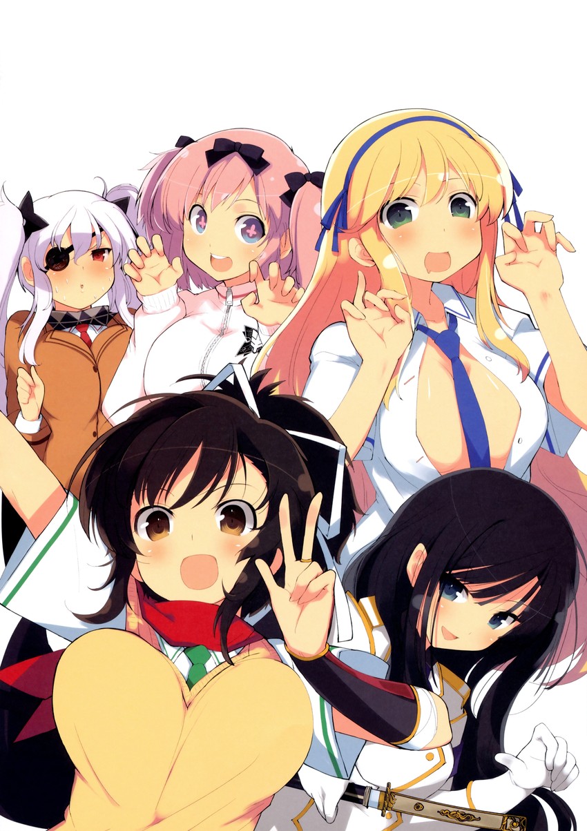 asuka, ikaruga, hibari, yagyu, and katsuragi (senran kagura) drawn by yaegashi_nan