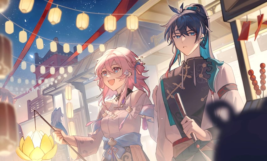 march 7th and dan heng (honkai and 1 more) drawn by hanaki_yuu