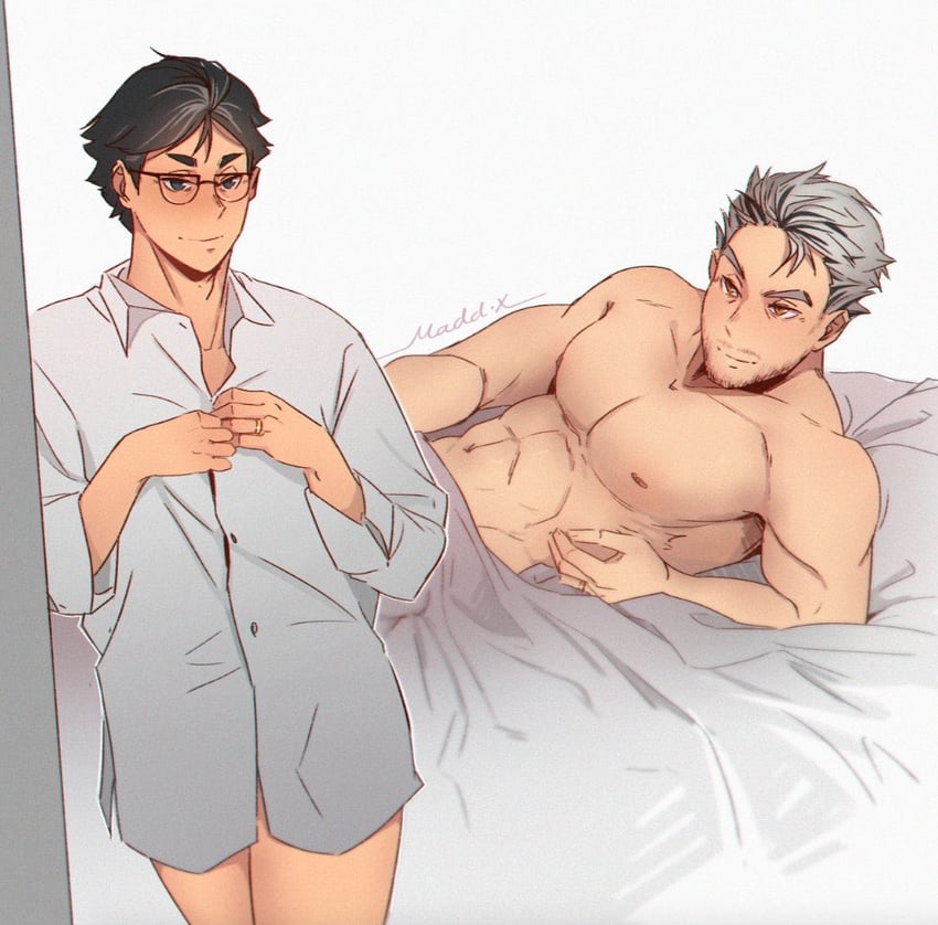 bokuto koutarou and akaashi keiji (haikyuu!!) drawn by maddox_rider